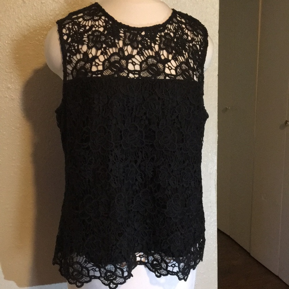 Nanette Lapore Black Laced Sleeveless Blouse